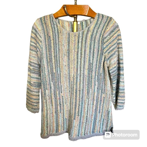 J. Jill Sweaters - J. JILL ~ Multicolored Textured Knit 3/4 Sleeve Cotton Blend Sweater